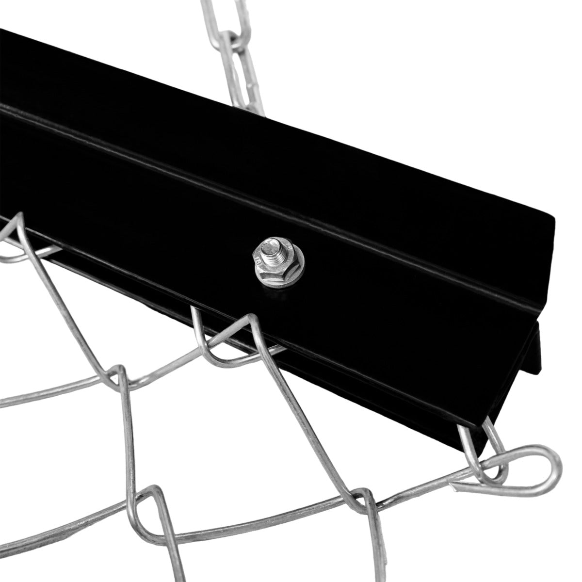 Herse traînée en acier de 1,2 m x 1,5 m, avec une finition noire, maillage métallique robuste et fixation en acier chromé