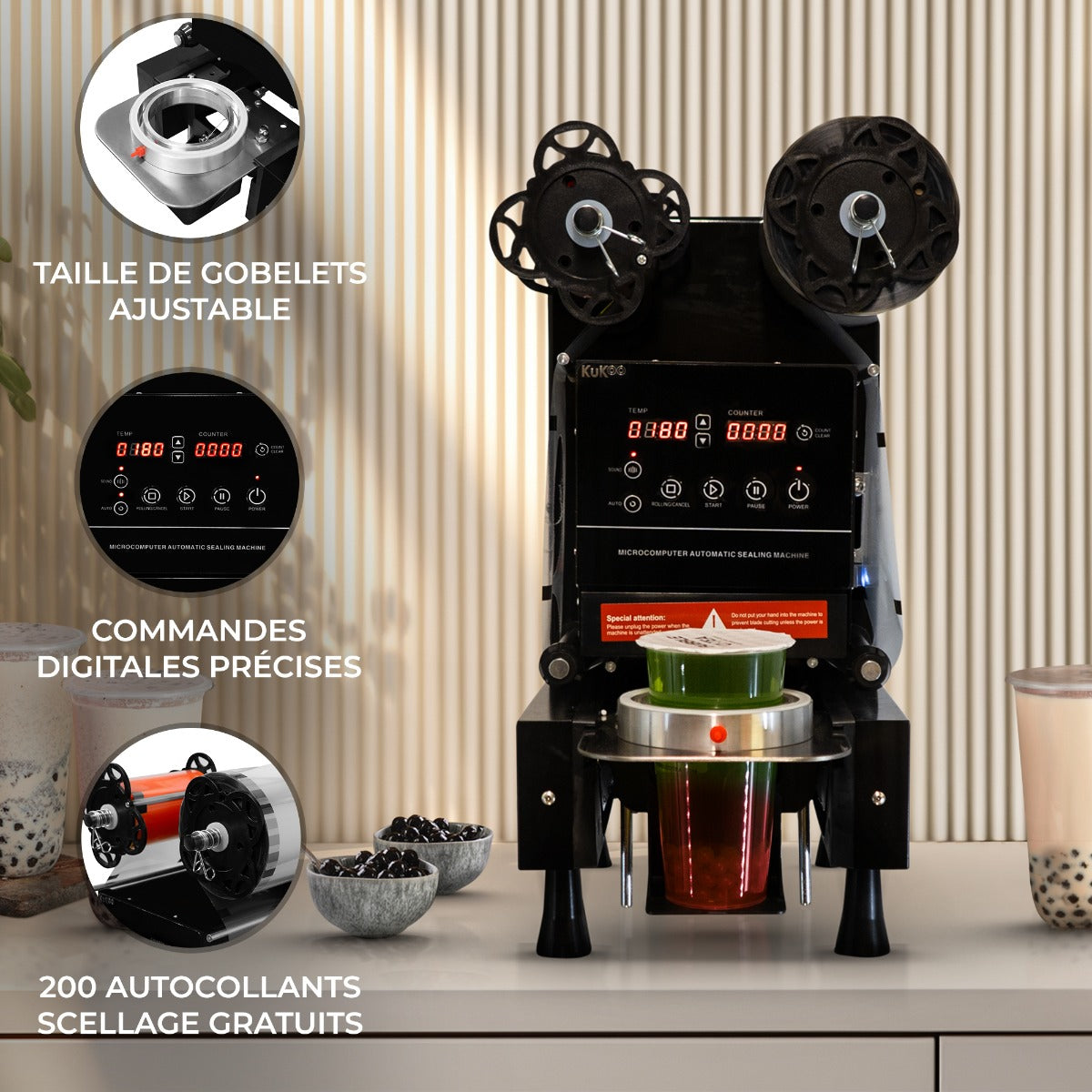 KuKoo - Machine à Sceller Pour Gobelets Bubble Tea