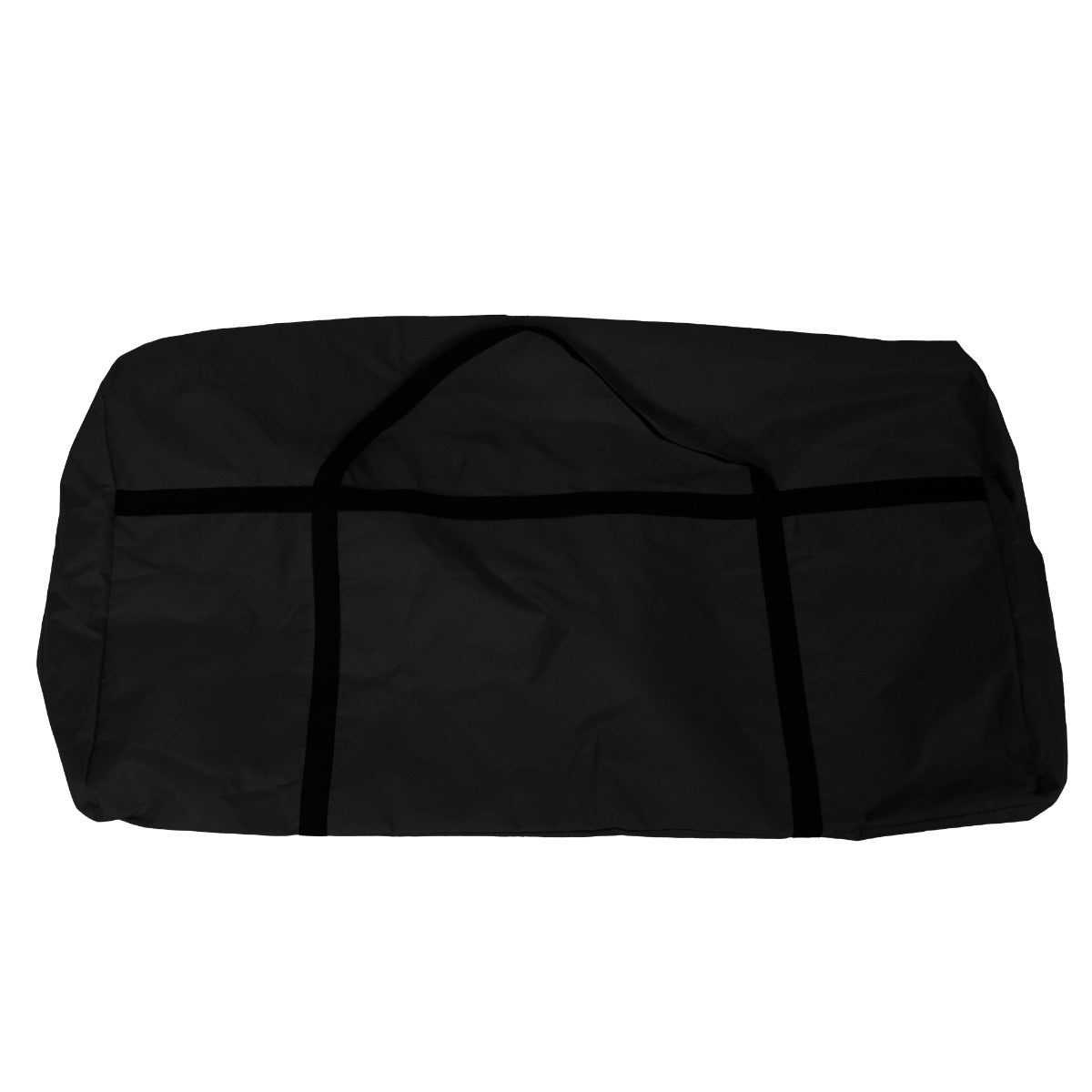 Évier de camping pliable noir, fabriqué en matériau résistant, avec des coutures renforcées et une poignée pour un transport facile
