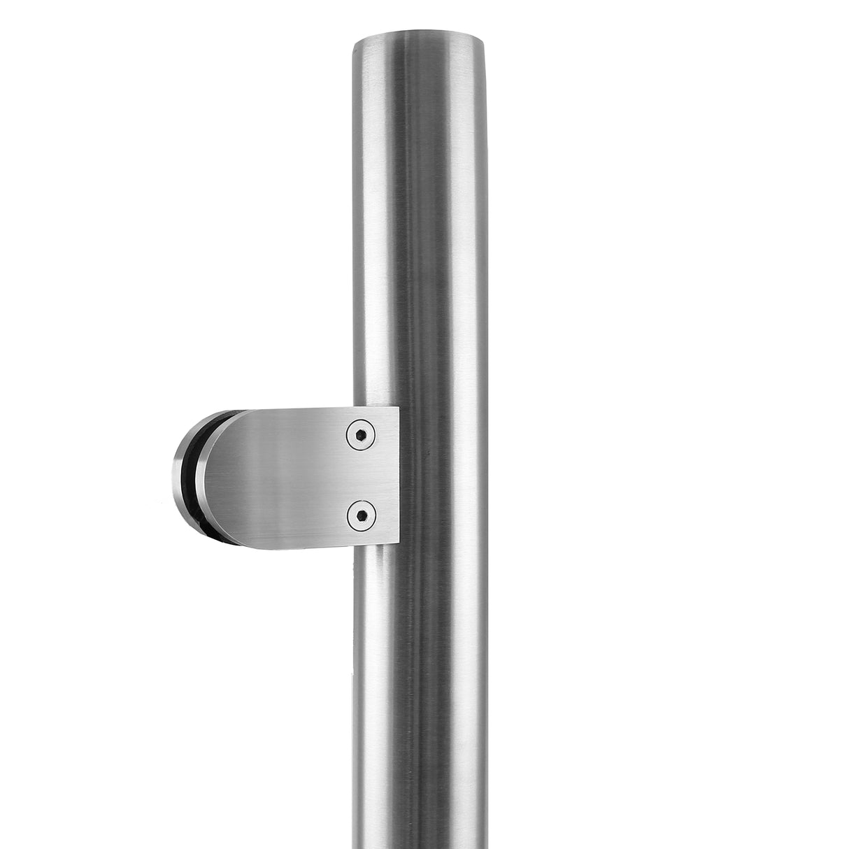 Poteau de garde-corps en acier inoxydable, finition lisse et brillante, avec un support en métal pour une installation sécurisée