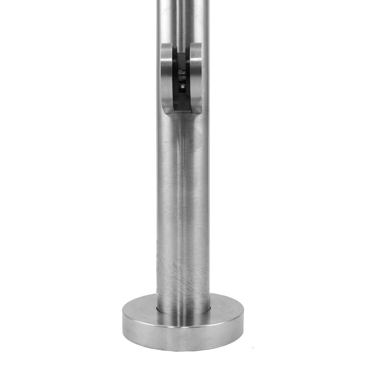 Poteau de garde-corps en acier inoxydable, finition lisse, hauteur de 110 cm, base ronde solide pour une installation stable
