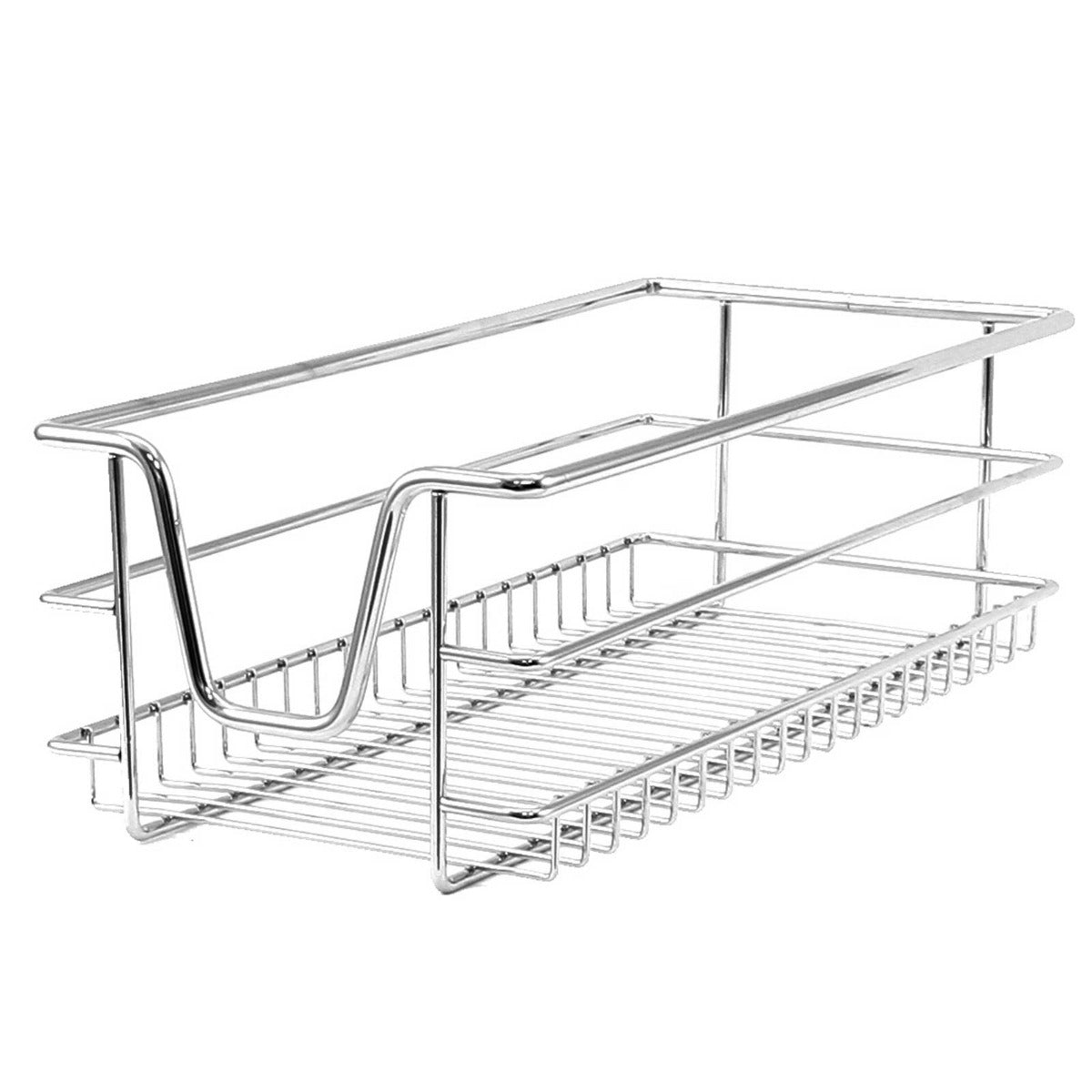 Paniers coulissants en métal chromé, design élégant et moderne, parfaits pour organiser les placards de cuisine de 30 cm