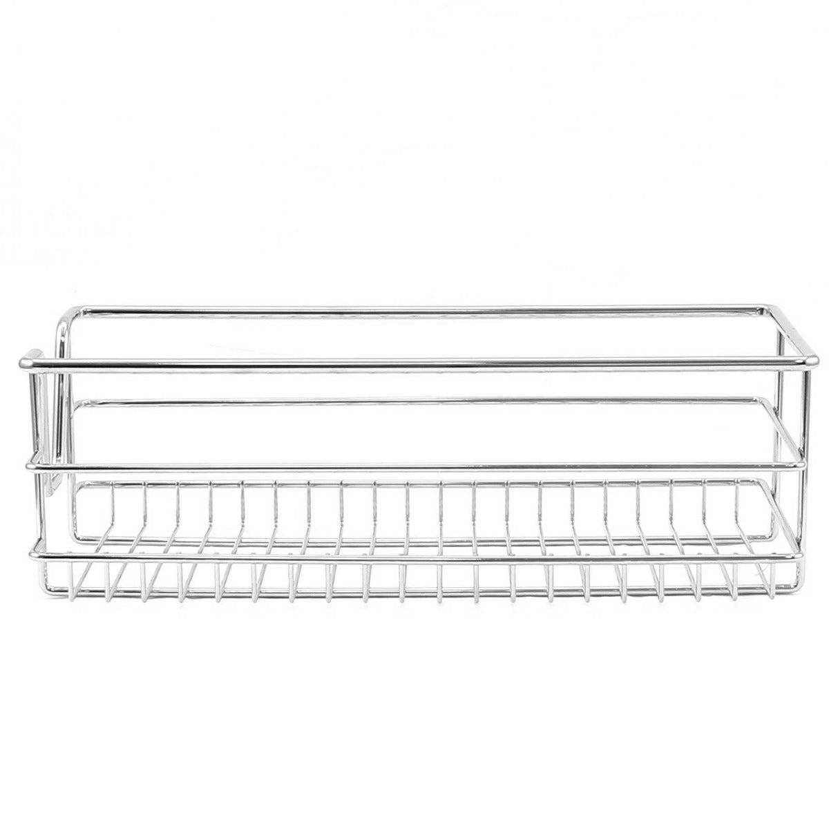Paniers coulissants en métal chromé, de forme rectangulaire, avec une finition lisse et des mailles ouvertes pour une bonne ventilation