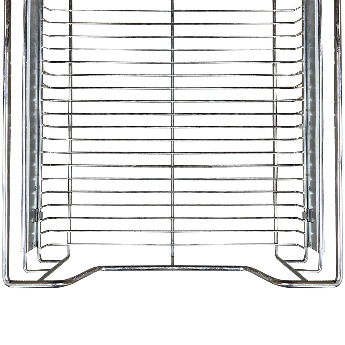 Paniers coulissants en métal chromé, 30 cm, avec des grilles ouvertes pour un rangement pratique dans les placards de cuisine