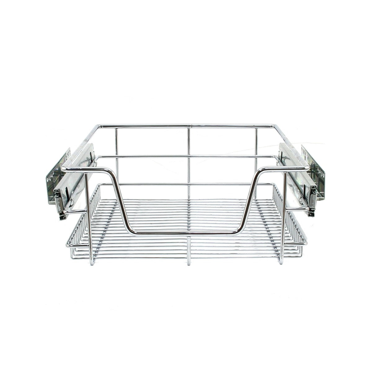 Paniers coulissants en métal chromé, 40 cm, avec finition lisse et design ouvert pour un rangement efficace dans la cuisine