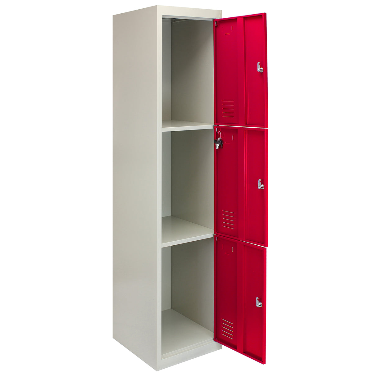 Lot de 3 Casiers de Rangement de 3 Portes en Acier Rouge
