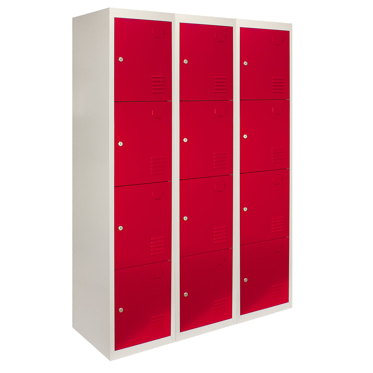 Lot de 3 Casiers de Rangement de 4 Portes en Acier Rouge