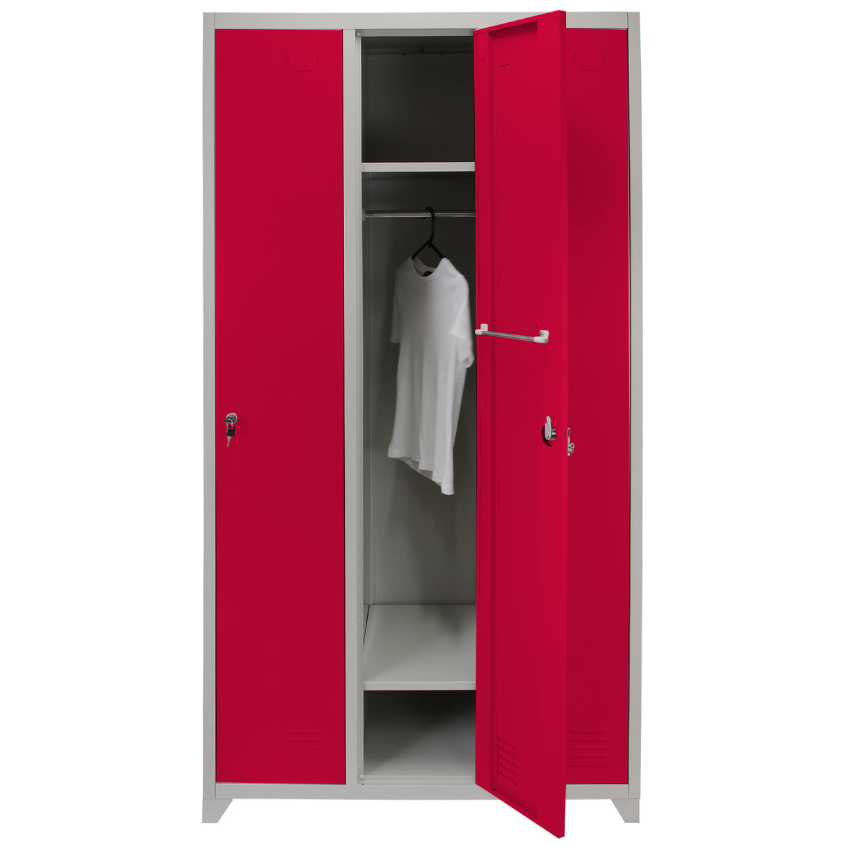 Casier de Rangement de 3 Portes en Acier Rouge