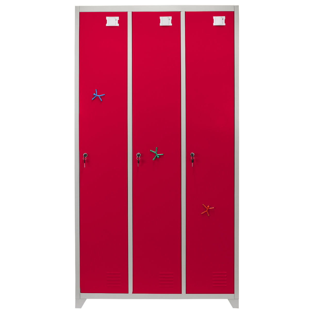 Casier de Rangement de 3 Portes en Acier Rouge