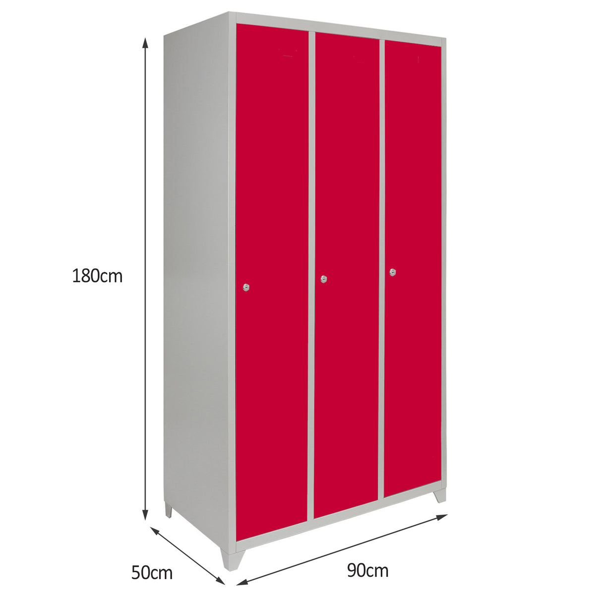 Casier de Rangement de 3 Portes en Acier Rouge