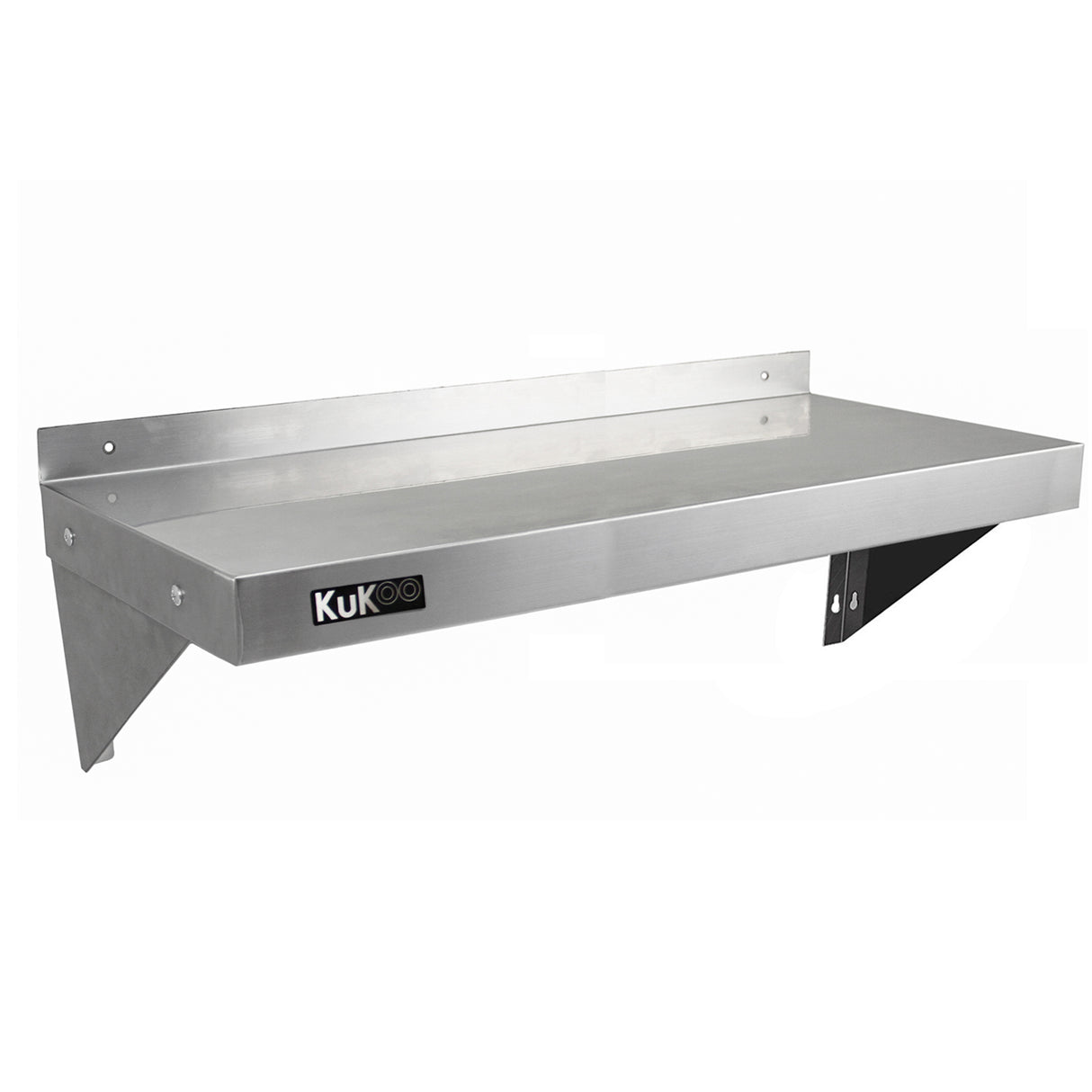 Étagère murale en inox KuKoo de 100 cm x 30 cm, finition lisse et brillante, avec supports robustes pour un rangement pratique et élégant