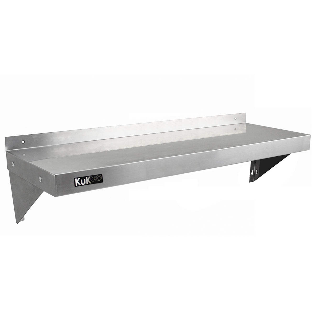 Étagère murale en inox KuKoo de 125 cm x 30 cm, surface lisse et brillante, idéale pour un rangement moderne et élégant