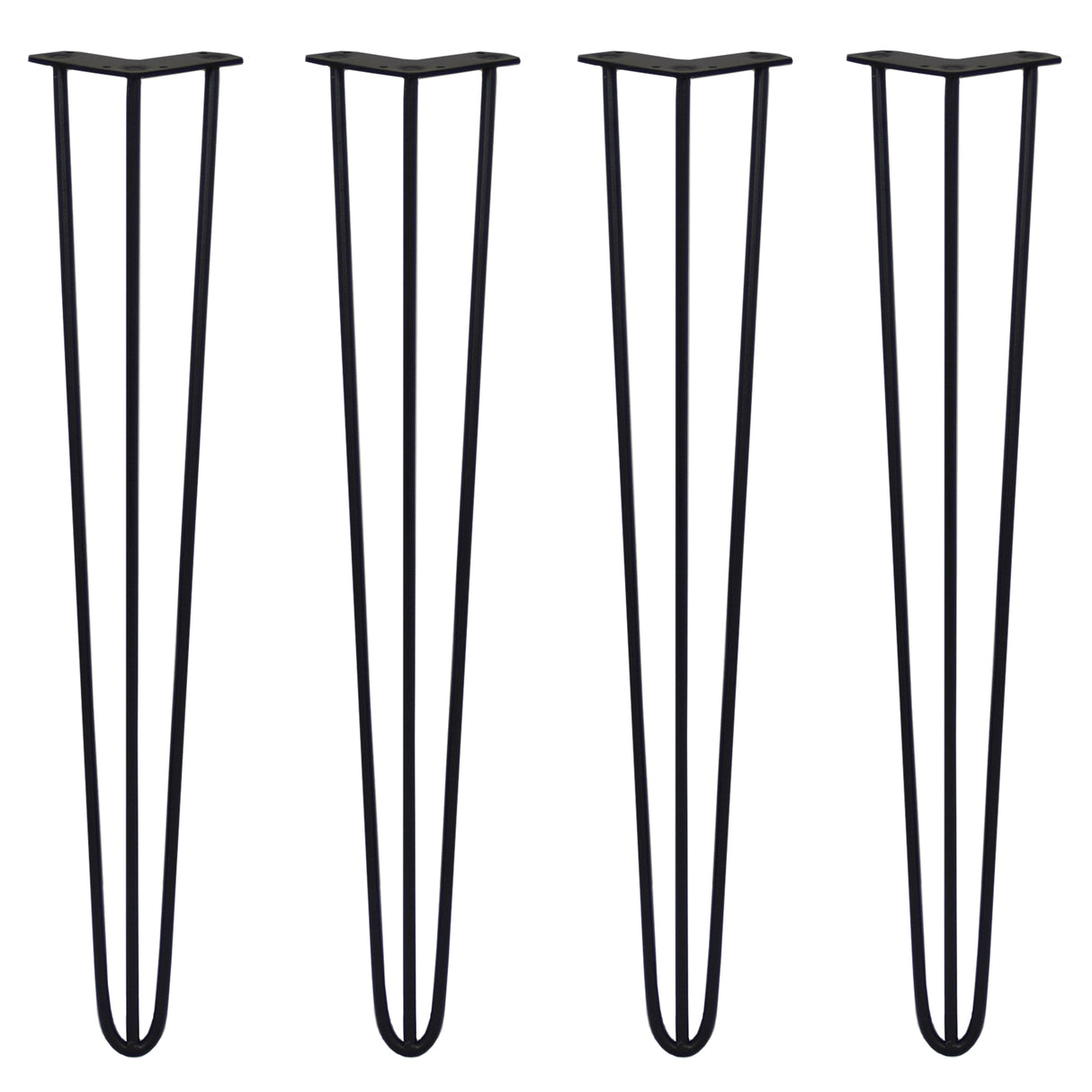 4 Pieds de Table en Épingle à Cheveux - 71cm - 3 Tiges - 10mm – Fini Noir