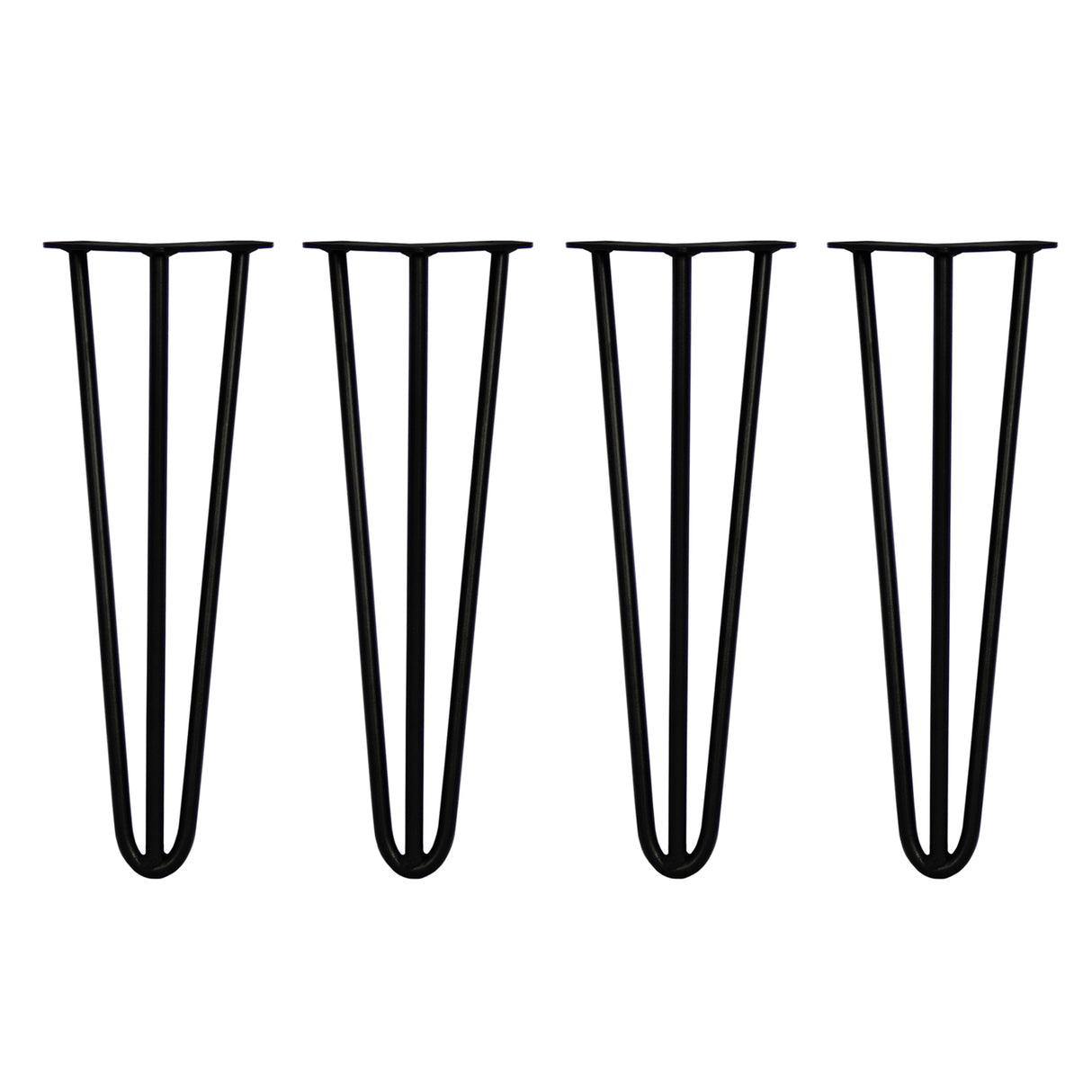 4 Pieds de Table en Épingle à Cheveux - 40,6cm - 3 Tiges - 12mm – Fini Noir