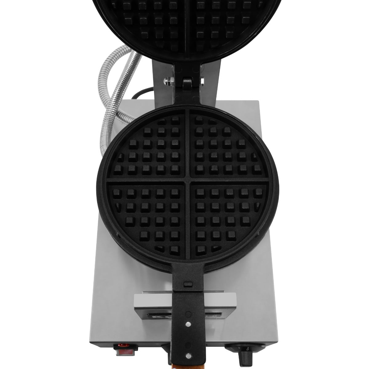 Gaufrier KuKoo avec plaques en fonte noire, surface texturée pour des gaufres croustillantes, design compact et moderne