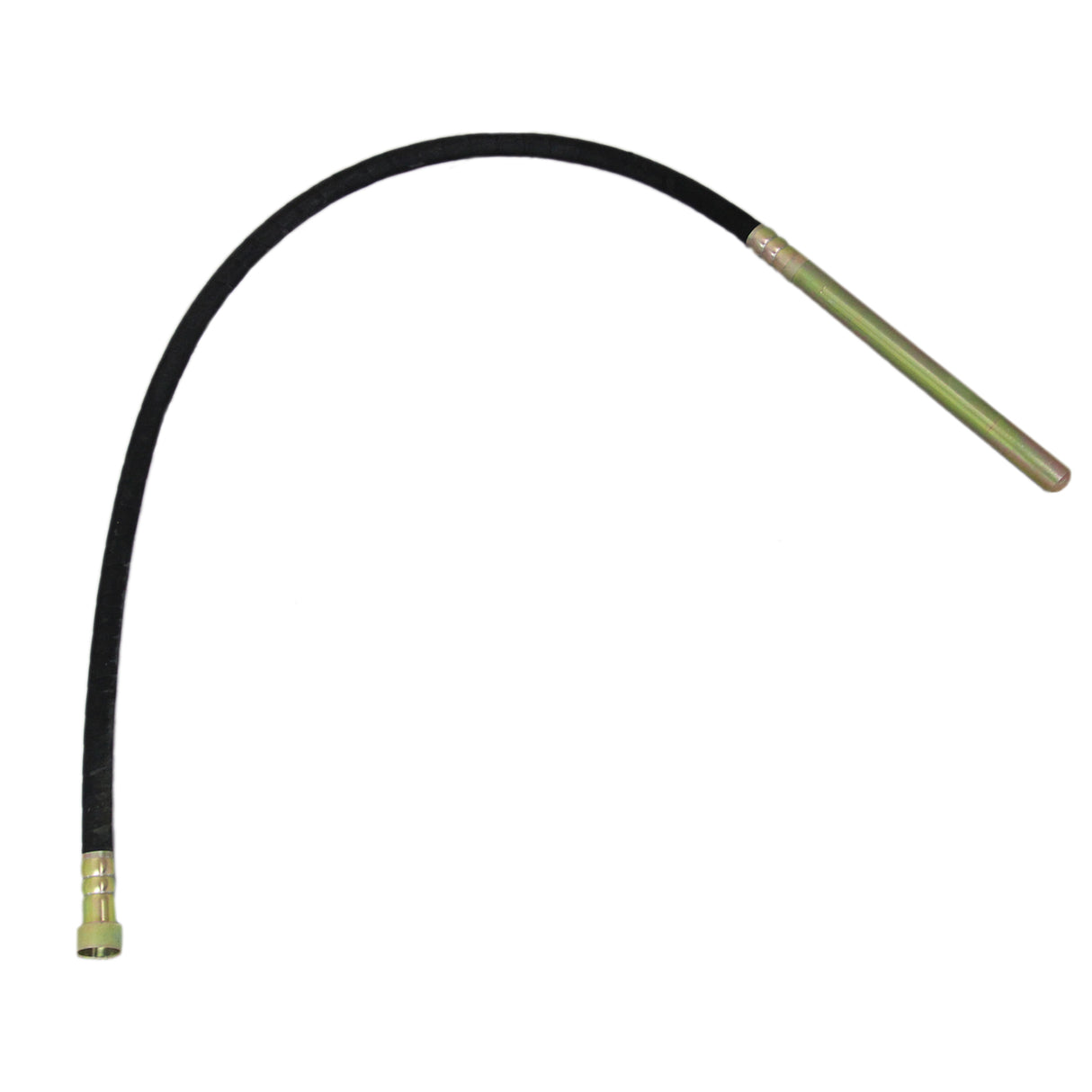 Vibreur à béton électrique T-Mech avec un long tuyau noir flexible et une tête en métal doré, conçu pour un compactage efficace