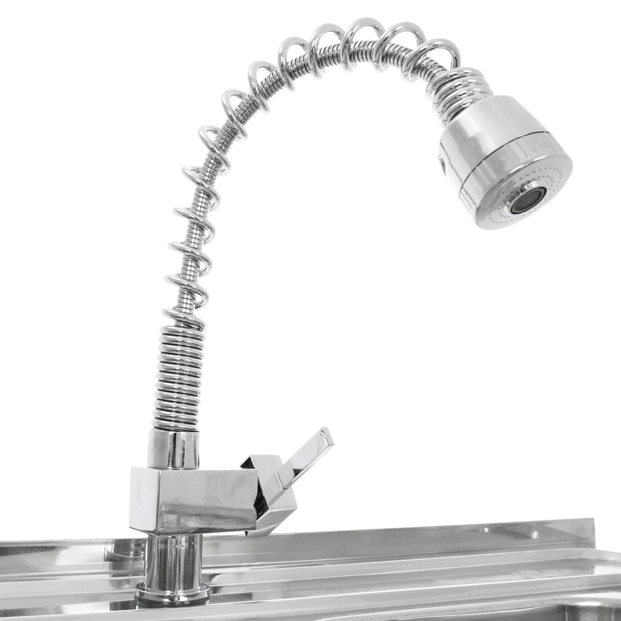 KuKoo Évier Commercial en Inox sur Pied à 2 Cuves – Égouttoir à Gauche