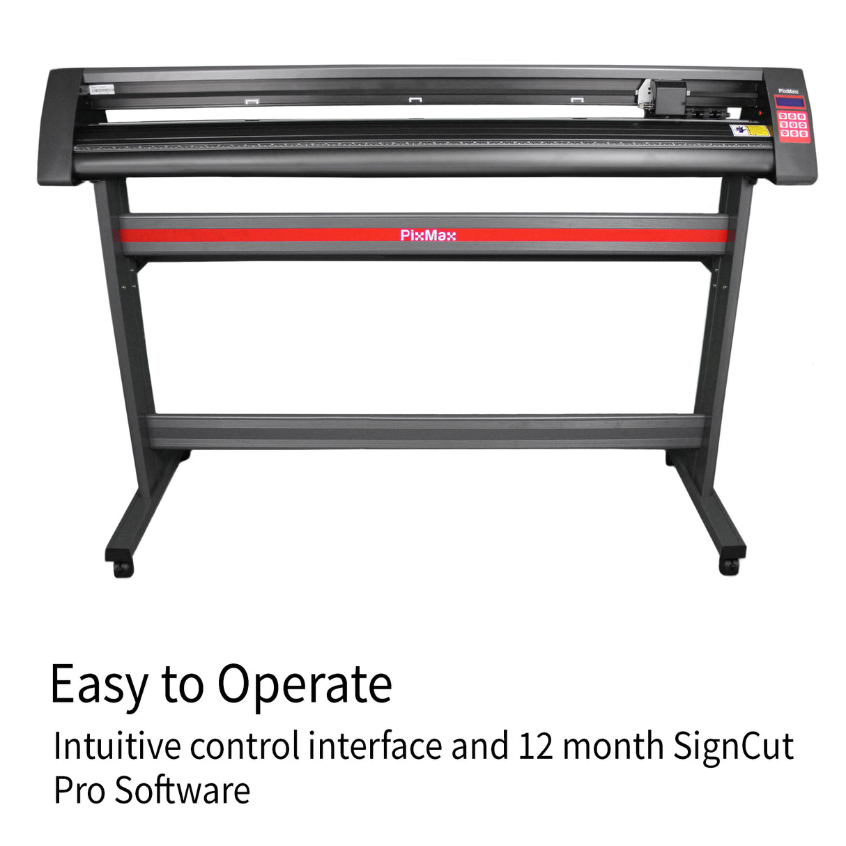 Plotter de découpe vinyle PixMax de 151 cm avec cadre noir, interface intuitive et logiciel SignCut Pro inclus