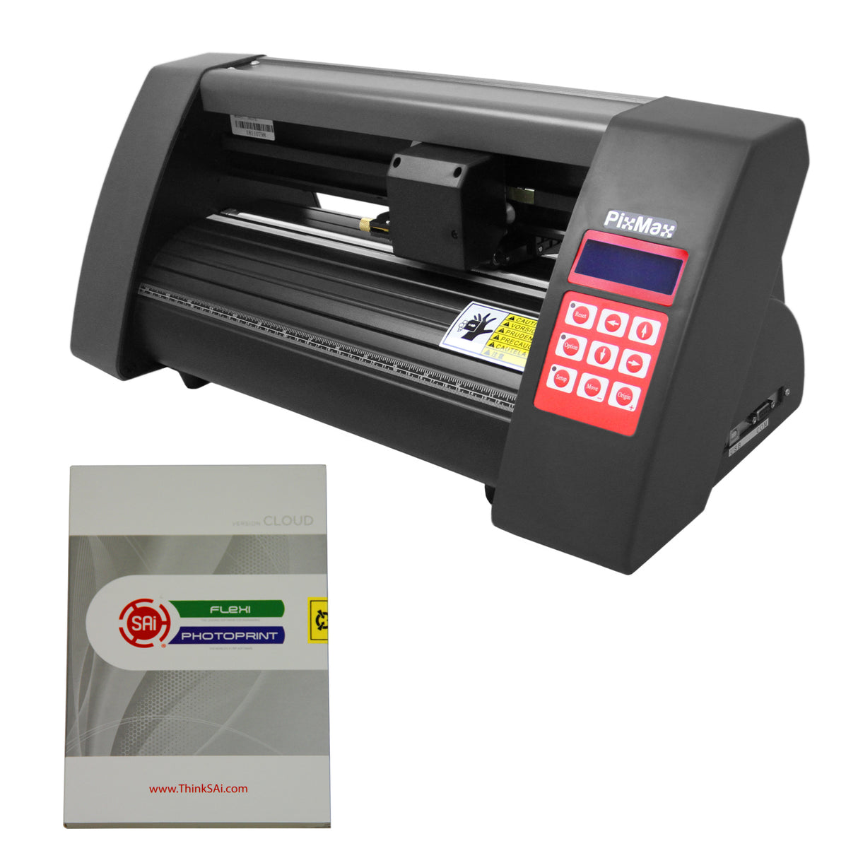 Plotter de découpe vinyle PixMax 52,5 cm en noir avec écran et logiciel FlexiStarter, idéal pour des créations personnalisées