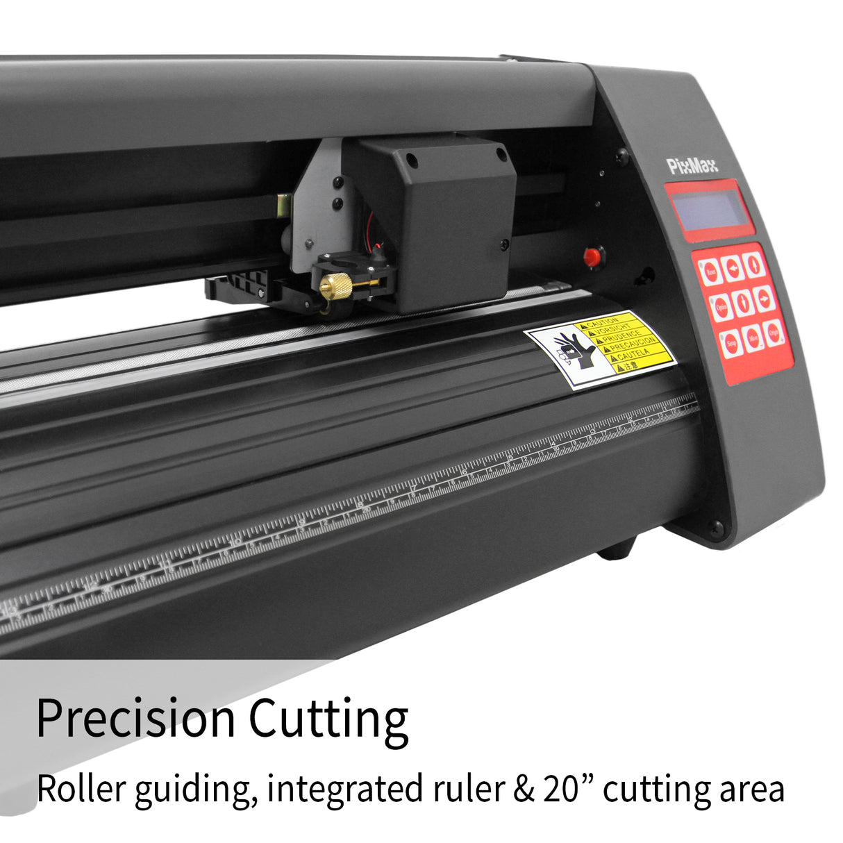 Plotter de découpe vinyle PixMax avec écran, guidage à rouleaux, règle intégrée et zone de découpe de 52,5 cm