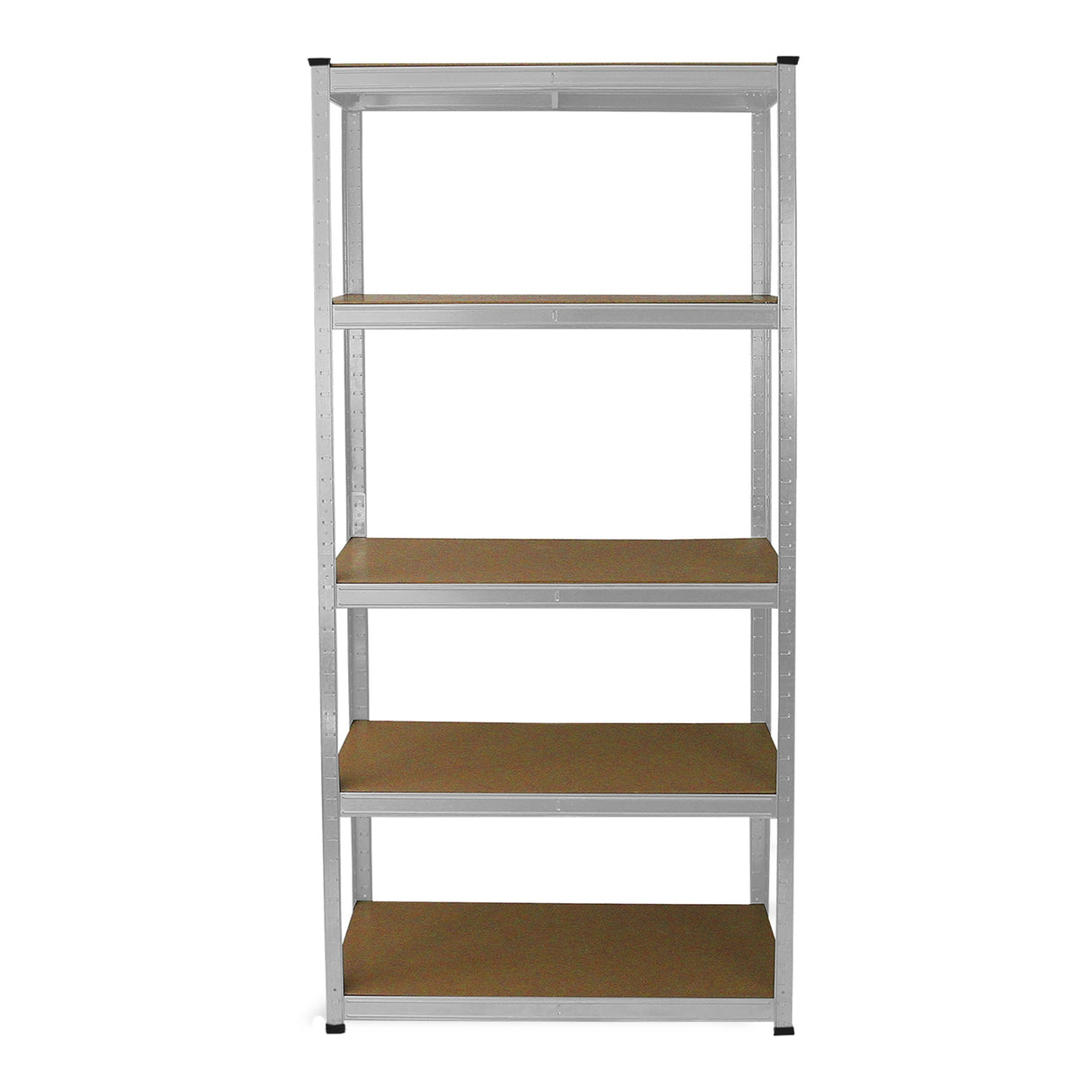 Rayonnage E-Rax en acier galvanisé, 90cm x 40cm x 180cm, avec cinq étagères en bois, finition lisse et robuste, couleur argentée