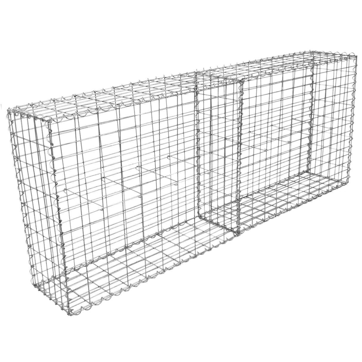 Paniers de gabions en métal gris, dimensions 100 cm x 95 cm x 30 cm, structure en treillis filaire, idéale pour l'aménagement extérieur