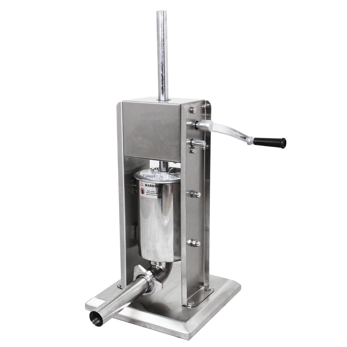 Poussoir à saucisses manuel en acier inoxydable, 7L, avec manivelle, base robuste et tube d'extraction pour une utilisation facile
