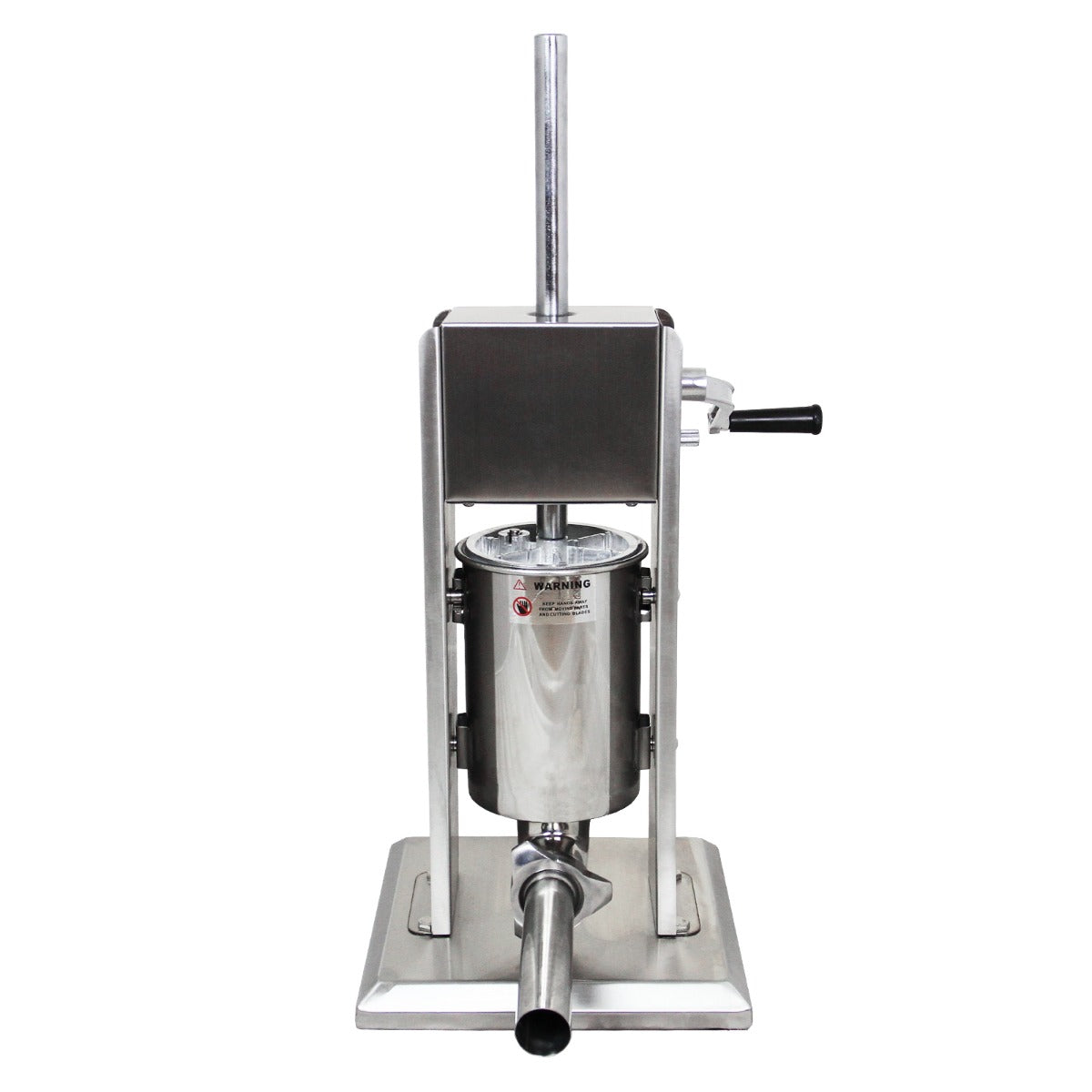 Poussoir à saucisses manuel en acier inoxydable, cylindrique, avec une base solide et un levier pour un remplissage facile des boyaux