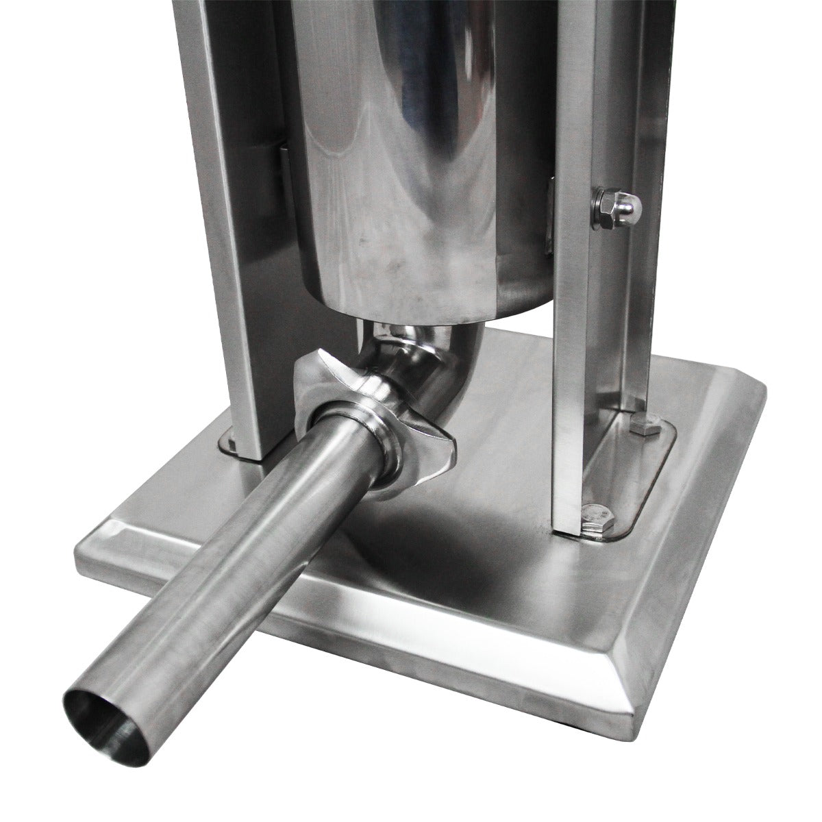 Poussoir à saucisses manuel en acier inoxydable de 3L avec un tube d'extraction brillant et une base stable, idéal pour la préparation de saucisses