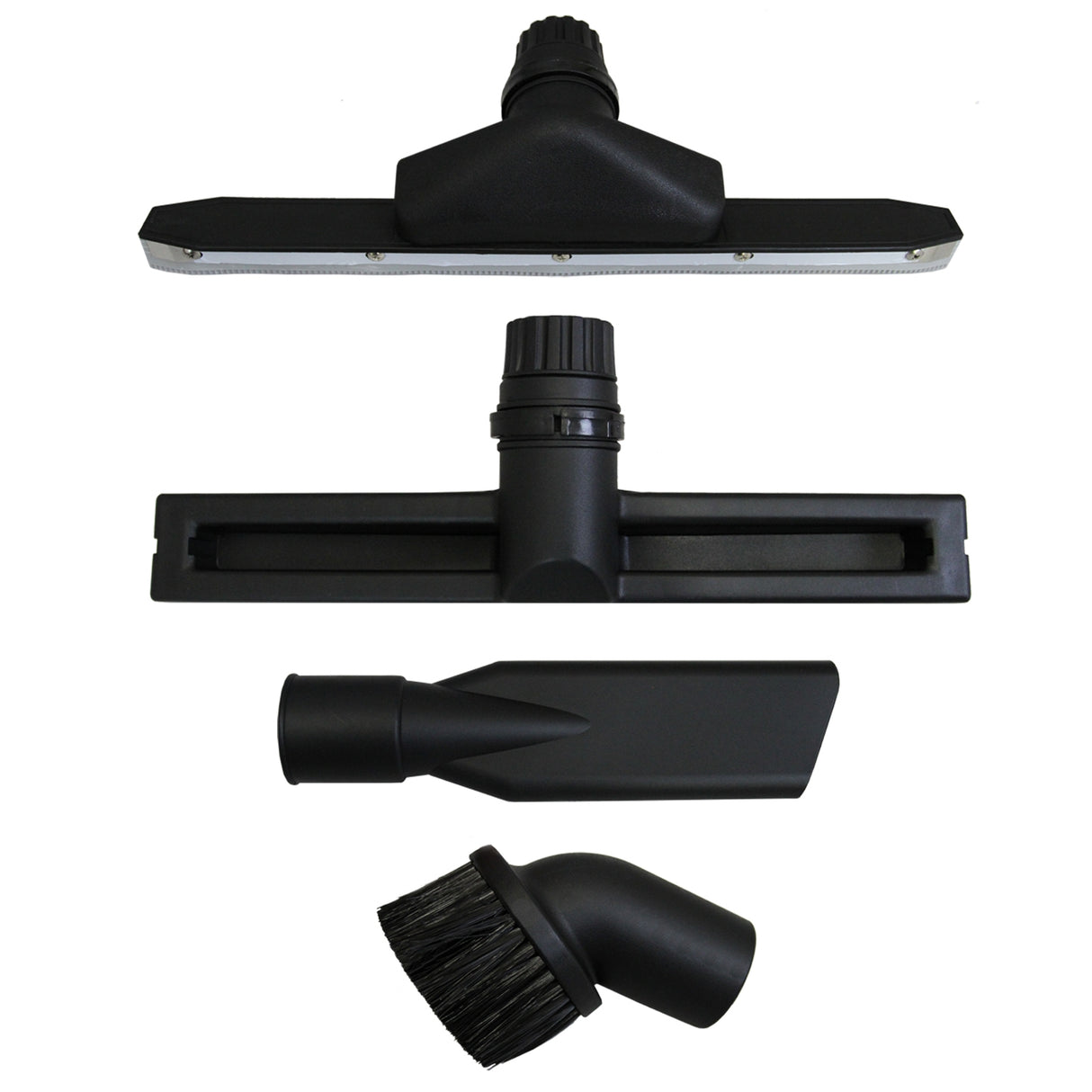 Accessoires d'aspirateur MAXBLAST en noir, comprenant une brosse large, un suceur plat et un suceur à poils, en plastique robuste