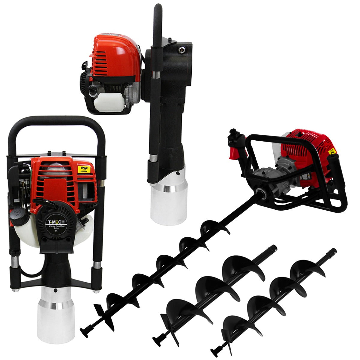 T-Mech - Tarière de Terre & Enfonce Poteaux à 4 Temps 120 mm