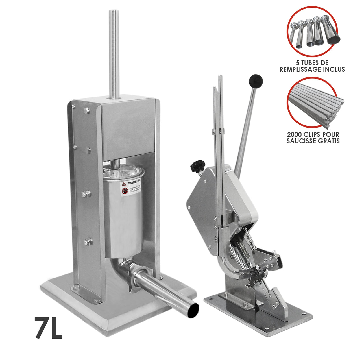 Kukoo - Poussoir à Saucisses Manuel 7L & Machine à Clipper