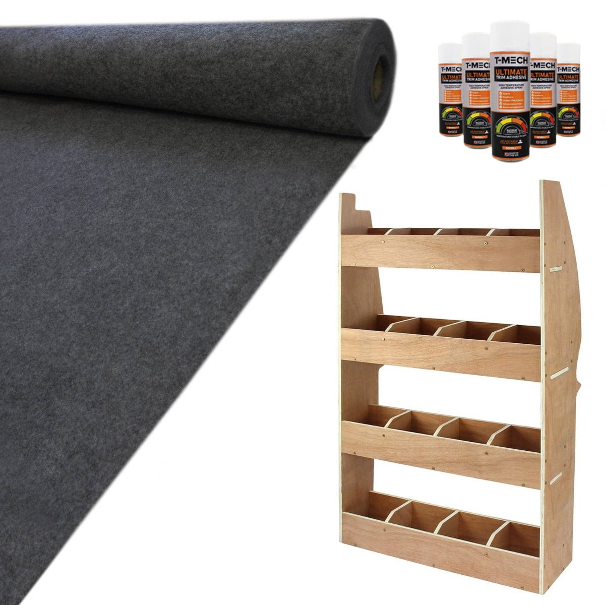 11m² Doublure Intérieure Feutre Gris Anthracite & Rangement MDF pour Berlingo