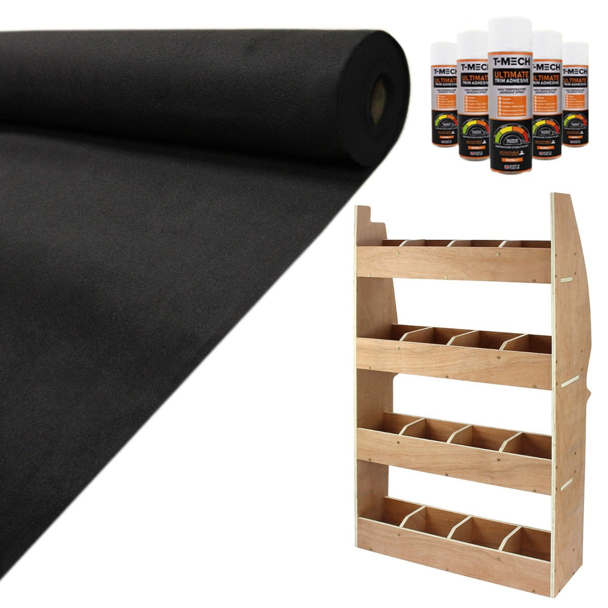 Doublure intérieure en feutre noir de 11m² et rangement en MDF pour Citroën Berlingo, texture douce et finition élégante