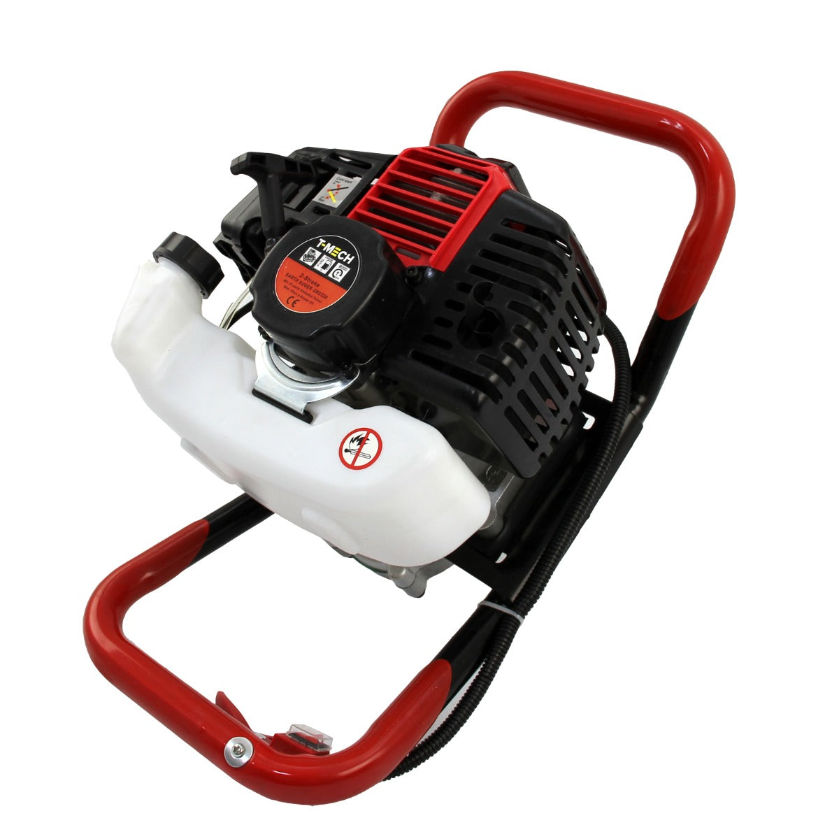 Moteur à 4 temps T-Mech de 52cc, noir et rouge, avec cadre robuste et poignée ergonomique pour une utilisation facile en extérieur