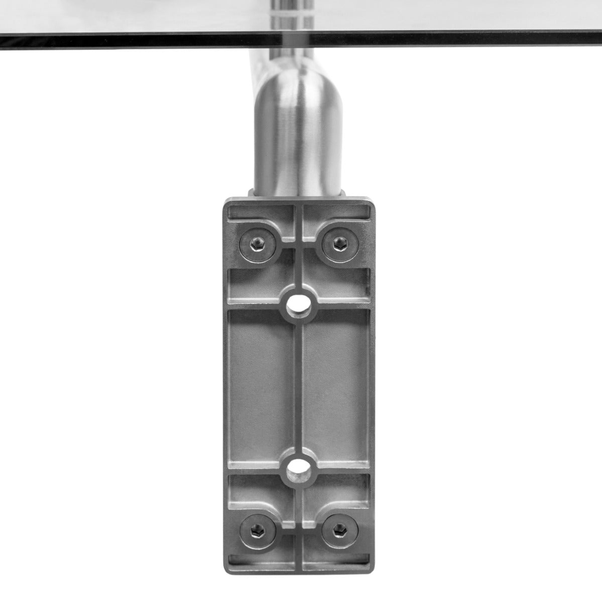 Supports en aluminium pour auvent en verre, finition argentée, avec vis et trous de montage, design moderne et robuste