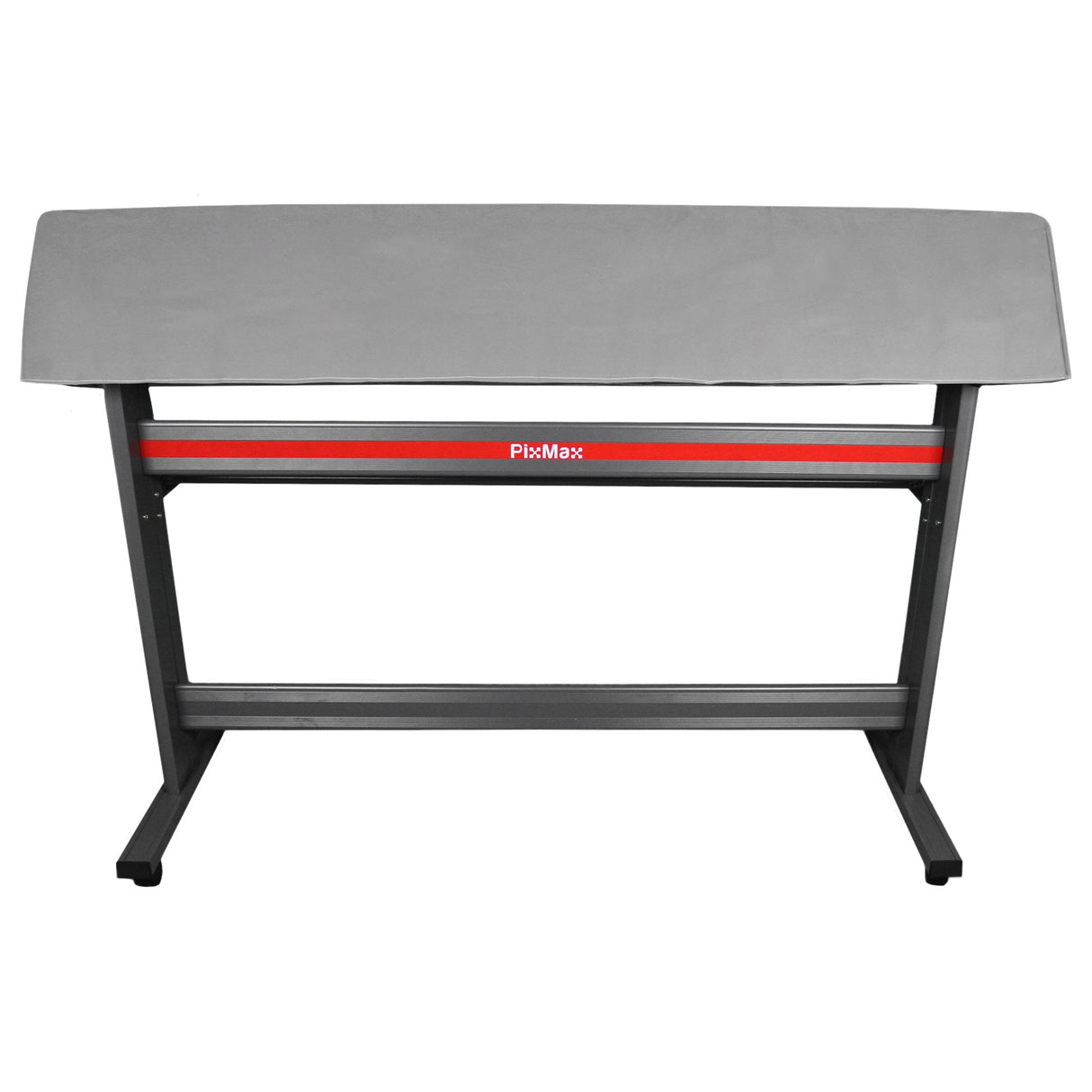 Plotter de découpe vinyle PixMax de 135 cm avec un stand noir, surface grise et bande LED rouge pour un éclairage optimal