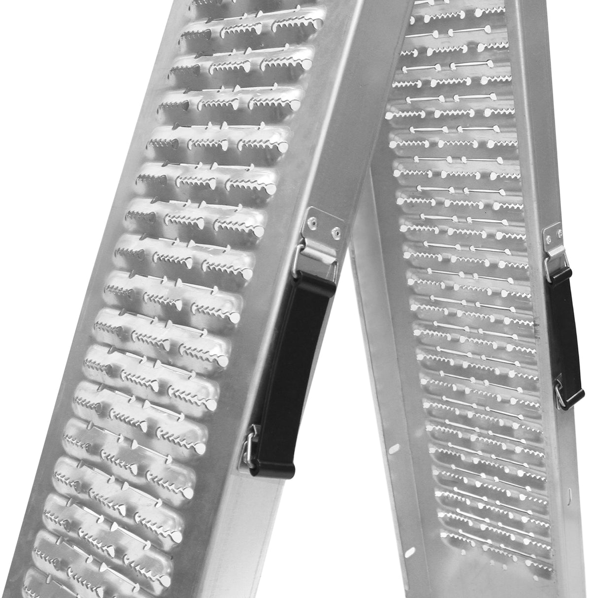 Rampes de chargement en aluminium pour moto, avec surface antidérapante, poignées noires et design robuste pour une utilisation sécurisée
