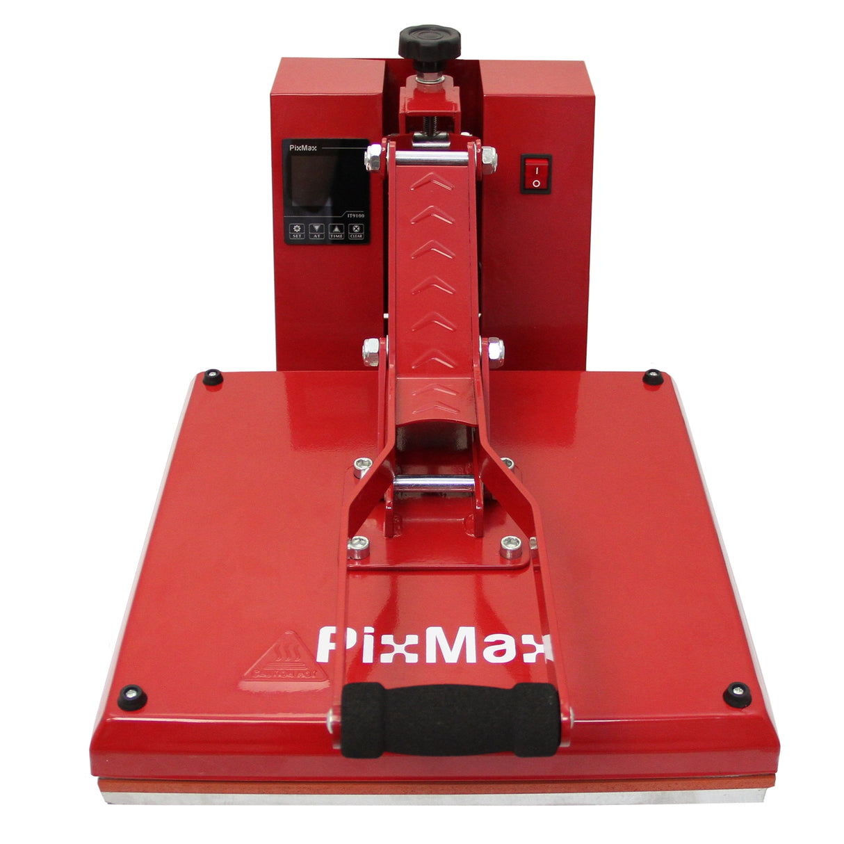 Presse à chaud Palourde PixMax rouge vif avec écran de contrôle, poignée ergonomique et surface de travail lisse, idéale pour le vinyle
