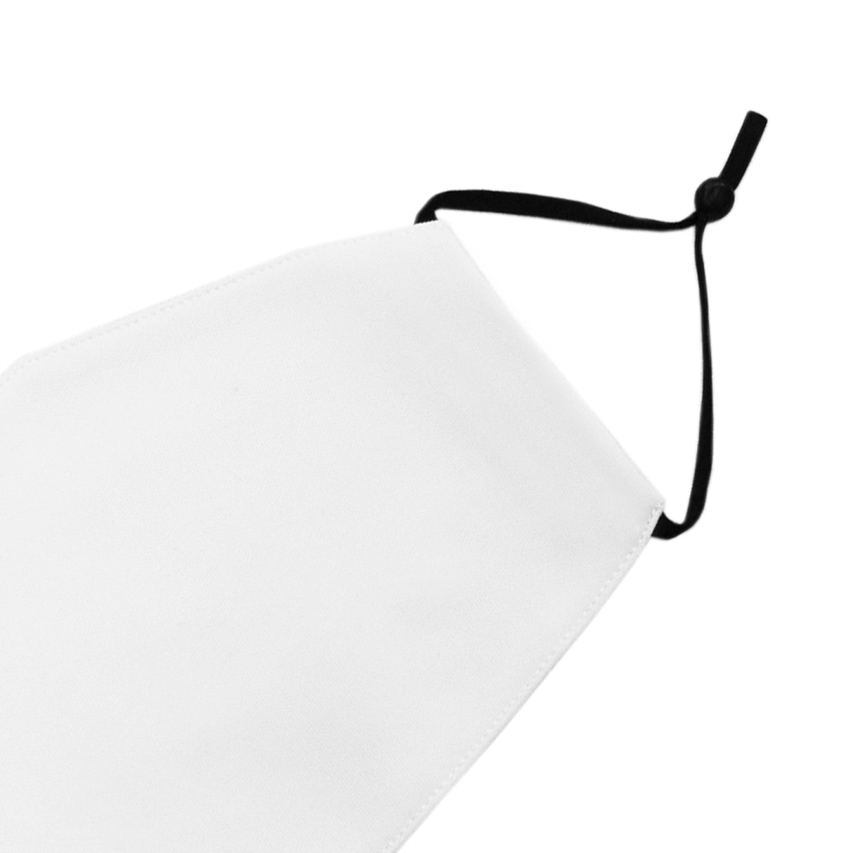 Masque de visage vierge blanc en tissu doux, taille M, avec cordon noir pour un ajustement confortable, idéal pour la sublimation