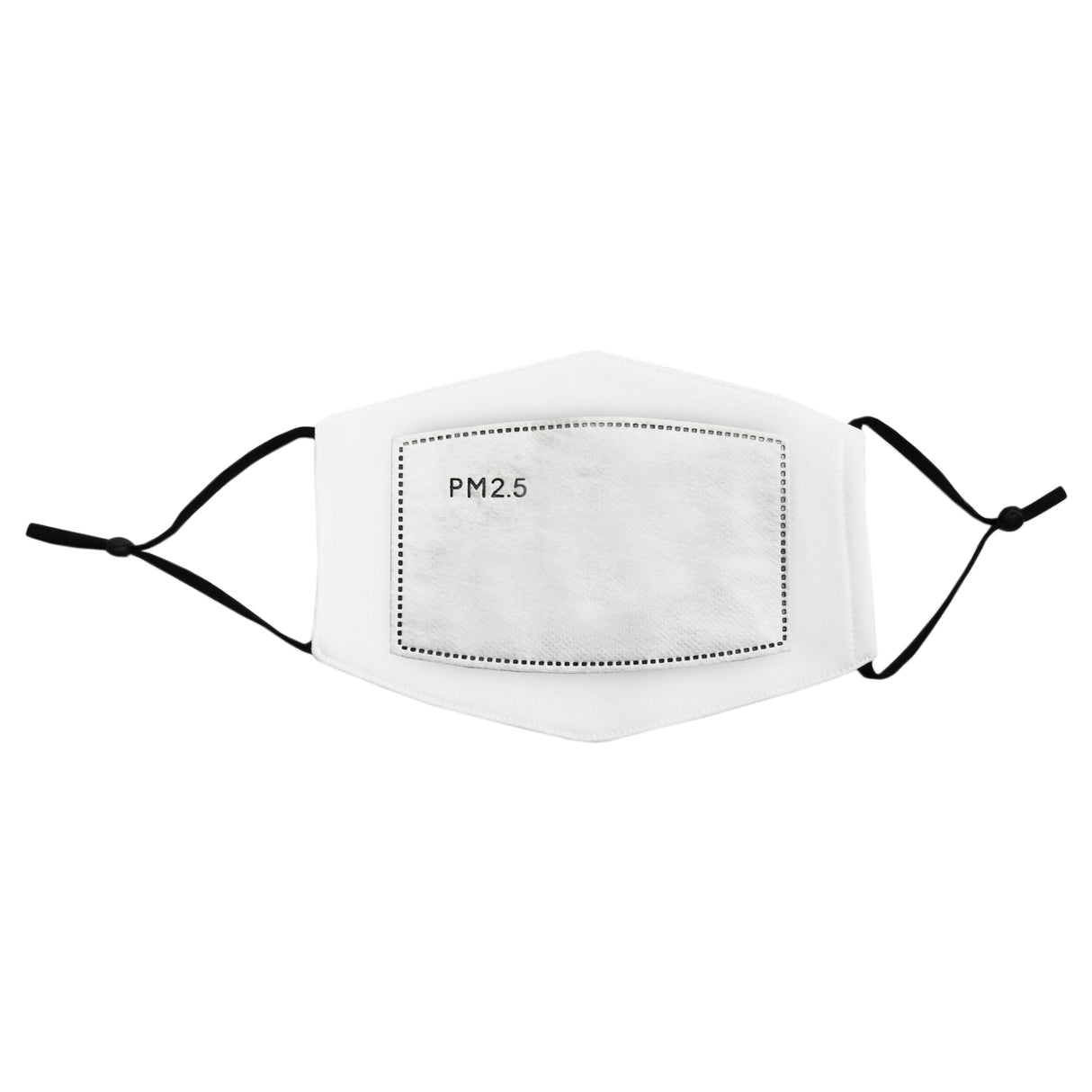 Masque de visage vierge en tissu blanc, forme hexagonale, avec élastiques noirs et zone pour sublimation au centre