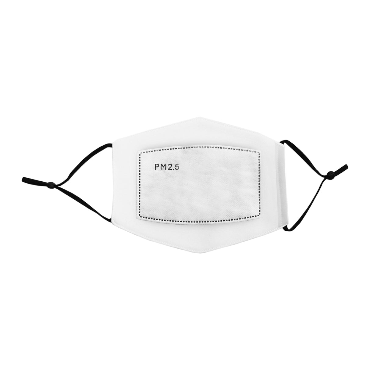 Masque de visage vierge blanc en tissu, forme hexagonale, avec espace pour sublimation, attaches noires, taille P, léger et confortable