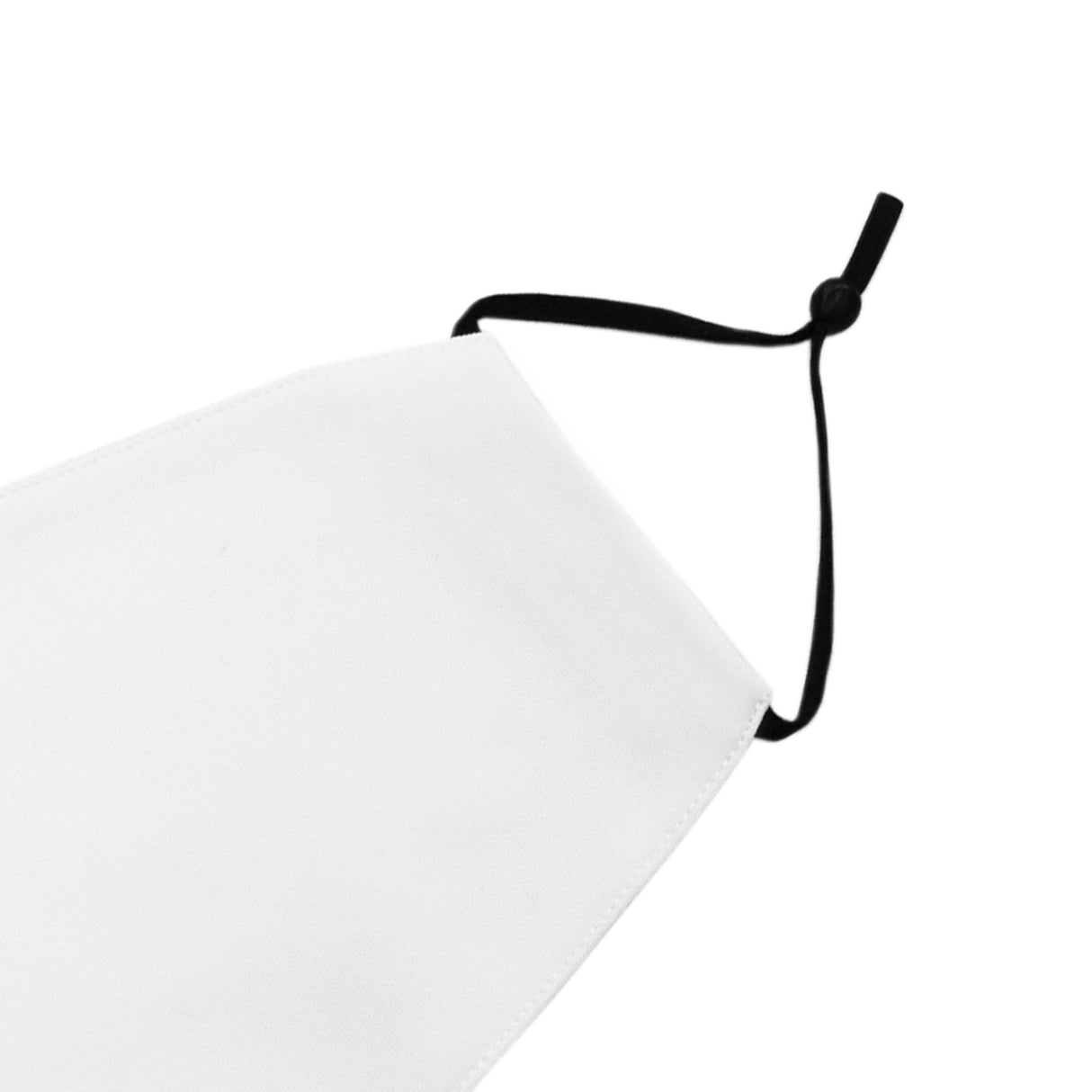 Masque de visage vierge en polyester blanc, taille P, avec élastique noir pour un ajustement confortable, idéal pour la sublimation