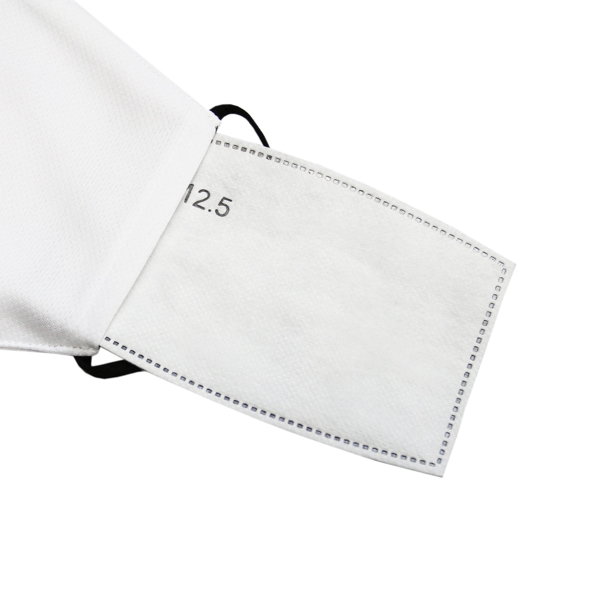 Masque de visage vierge en tissu blanc, taille P, avec élastiques noirs et bordure cousue, idéal pour la sublimation