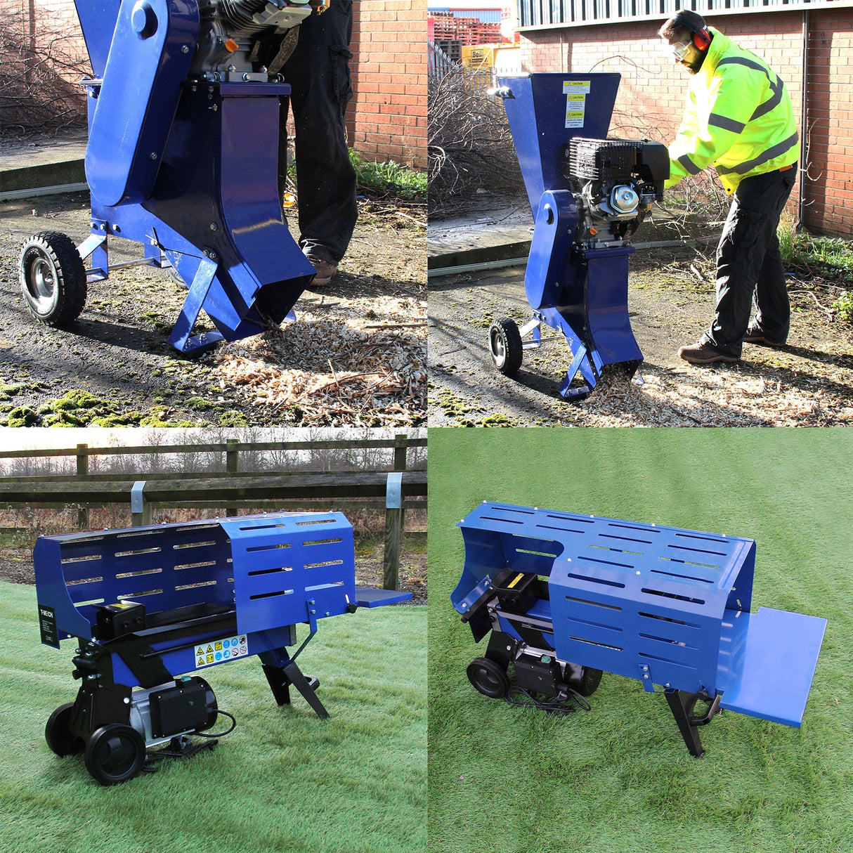 T-Mech Lot de Fendeur de Bûches 5 T & Déchiqueteuse de Bois 6,5 CV