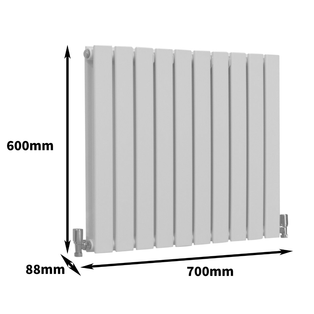 Radiateur Plat à 2 Panneaux - 600 x 700 mm - Blanc