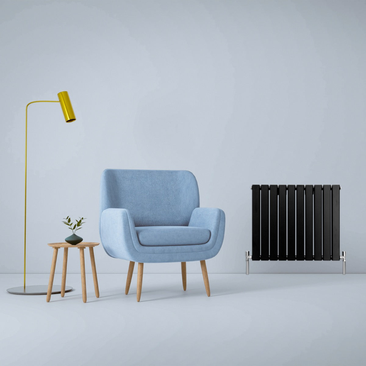 Radiateur Plat à 2 Panneaux - 600 x 700 mm - Noir