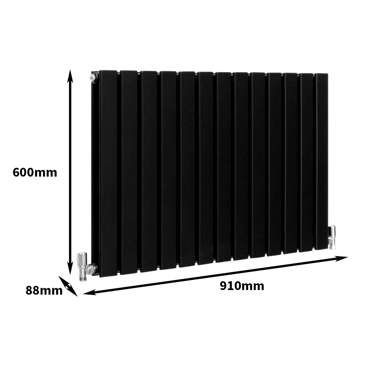 Radiateur Plat à 2 Panneaux - 600 x 910 mm - Noir