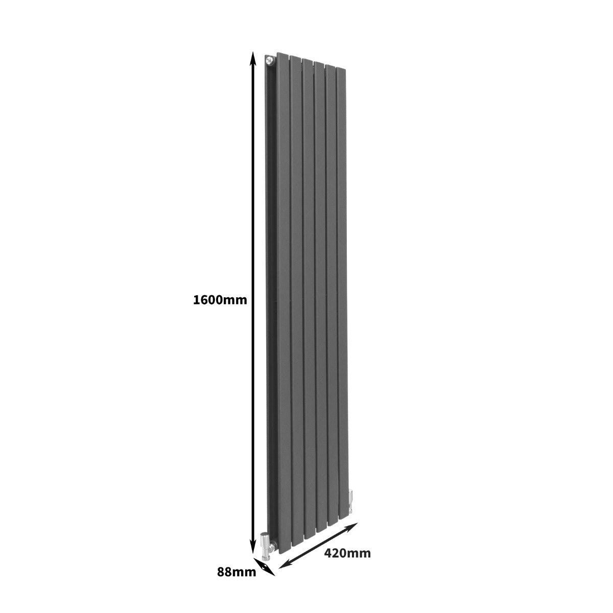 Radiateur Plat à 2 Panneaux - 1600 x 420 mm - Gris Anthracite