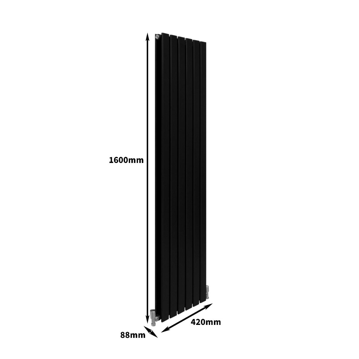 Radiateur Plat à 2 Panneaux - 1600 x 420 mm - Noir